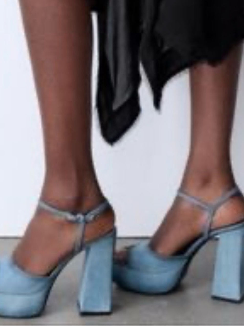 Zara Blue Platform Block Heel Demin  Sandals with Ankle Straps Size EU 40 NWOT